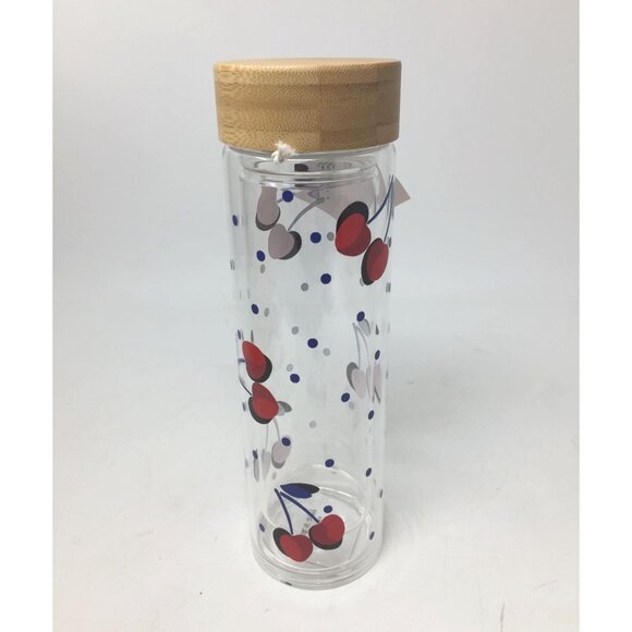 Kate Spade Vintage Cherry Dot Glass Hydration Water Bottle 15 oz - Picture 6 of 8